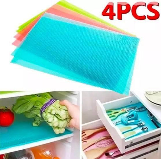 4PCS Waterproof Fridge Mats & Drawer Liners – Anti-Slip, Washable, Multipurpose Kitchen Shelf Liners